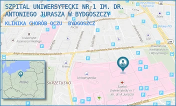 KLINIKA CHORÓB OCZU - SZPITAL UNIWERSYTECKI NR 1 IM. DR. ANTONIEGO JURASZA W BYDGOSZCZY - MARII SKŁODOWSKIEJ-CURIE 9,  BYDGOSZCZ