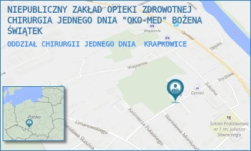 ODDZIAŁ CHIRURGII JEDNEGO DNIA - NZOZ CHIRURGIA JEDNEGO DNIA "OKO-MED" BOŻENA ŚWIĄTEK - UL. POCZTOWA 12,  KRAPKOWICE