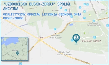 OKULISTYCZNY ODDZIAŁ LECZENIA JEDNEGO DNIA - "UZDROWISKO BUSKO-ZDRÓJ" SPÓŁKA AKCYJNA - DR SZYMONA STARKIEWICZA 1,  BUSKO-ZDRÓJ